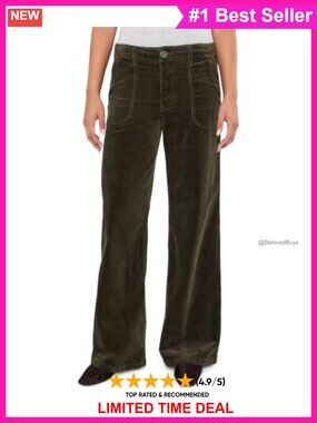 High-Rise Wide Leg Corduroy Jeans Button Closure Fall